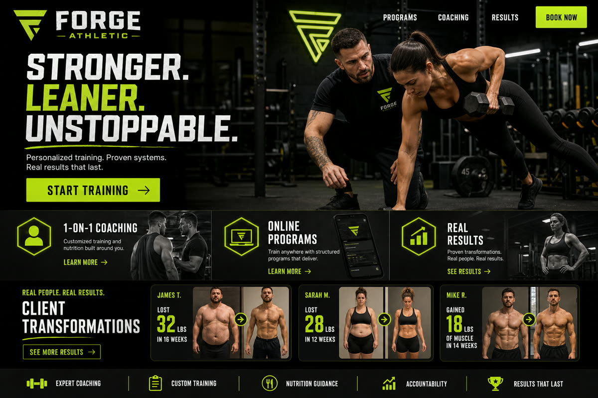 Personal trainer website concept